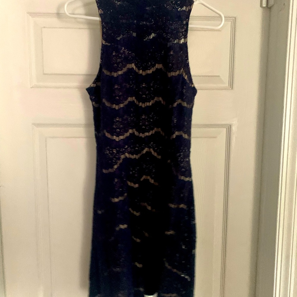 Navy lace mini dress - size medium